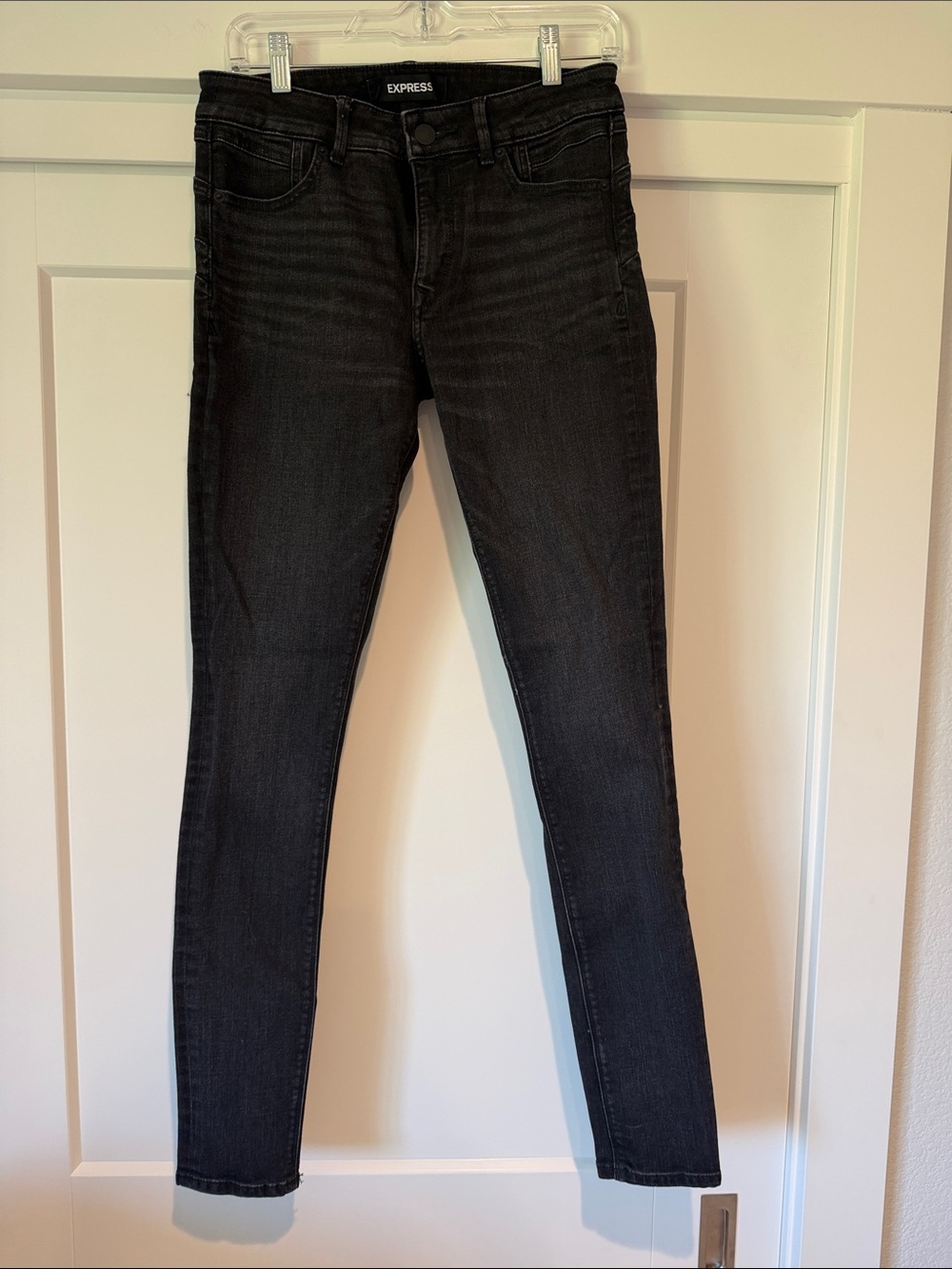 Express Dark Black High-Waist Skinny Jeans